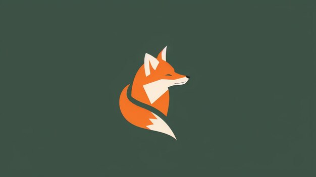 Photo minimalist illustration of a fox in orange on a green background