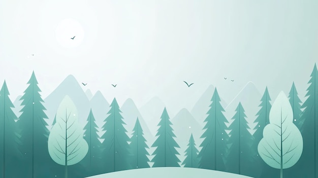 Photo minimalist illustration of a green forest and mountains