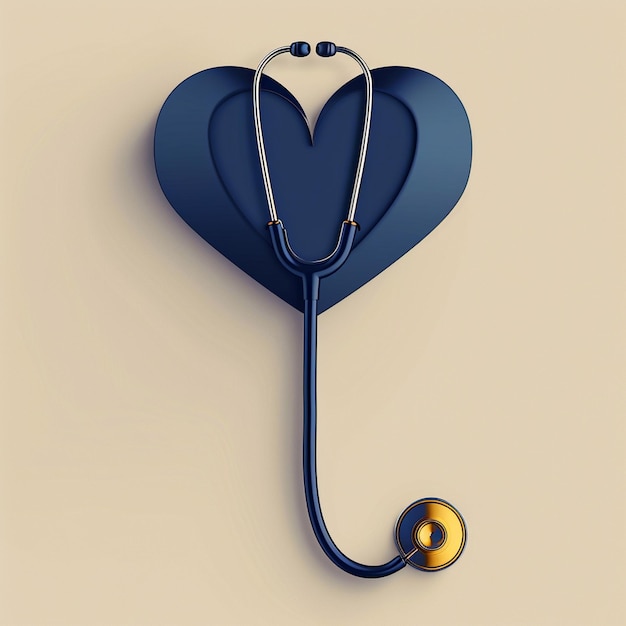 Photo a minimalist illustration of a stethoscope shaped as a heart symbolizing healthcare and love