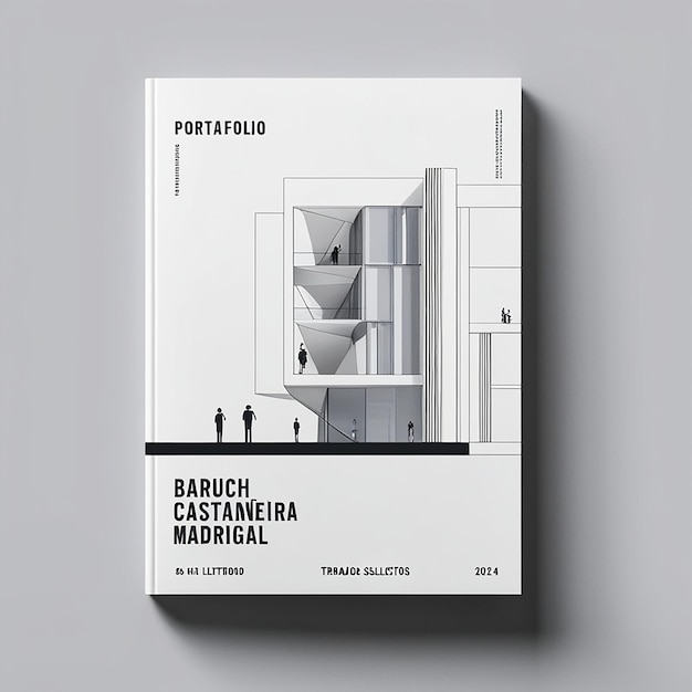 Photo minimalist illustration style architecture portfolio cover design