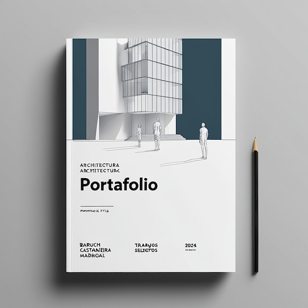 Photo minimalist illustration style architecture portfolio cover design