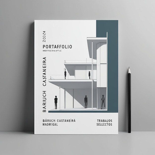 Photo minimalist illustration style architecture portfolio cover design