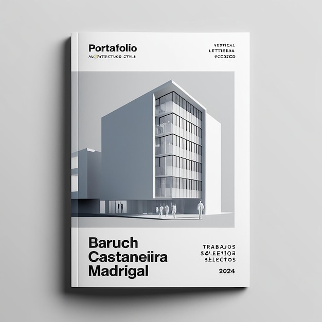 Photo minimalist illustration style architecture portfolio cover design