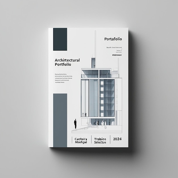 Photo minimalist illustration style architecture portfolio cover design