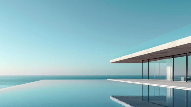 Photo a minimalist image of a luxurious oceanfront villa or mansion against a clear sky emphasizing