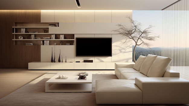 Minimalist interior design of modern living room