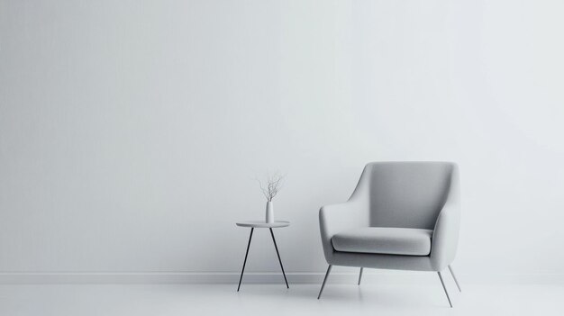 Photo minimalist interior design with a grey chair