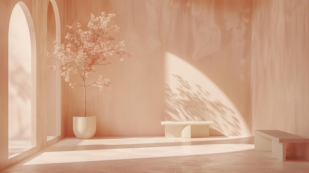 Minimalist Interior Design with Peach Tones A minimalist interior design with peach tones The roo