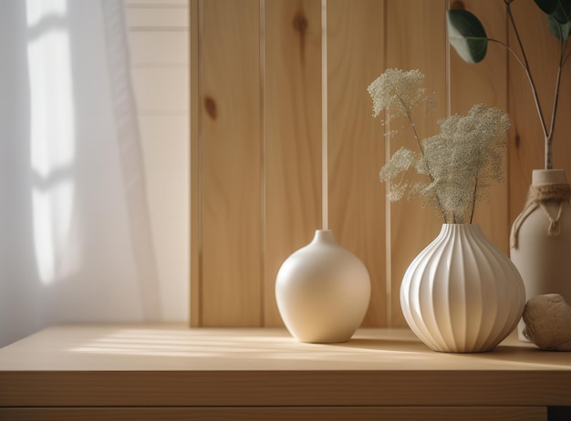 Minimalist interior design with vase Illustration AI GenerativexA