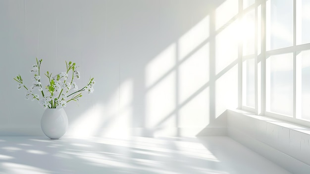 Minimalist Interior Design with White Pots and Sunlight