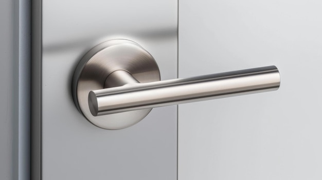 Photo a minimalist interior door handle featuring a smooth cylindrical shape and a brushed nickel finish