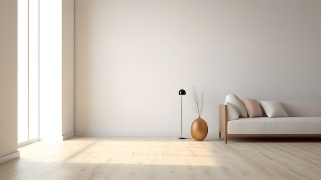 Minimalist Interior of modern interior desige 3D rendering generative ai