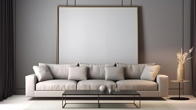 Minimalist Interior of modern interior desige 3D rendering generative ai