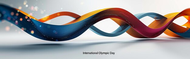 Photo minimalist international olympic day poster with colorful intertwined ribbons design for print card poster