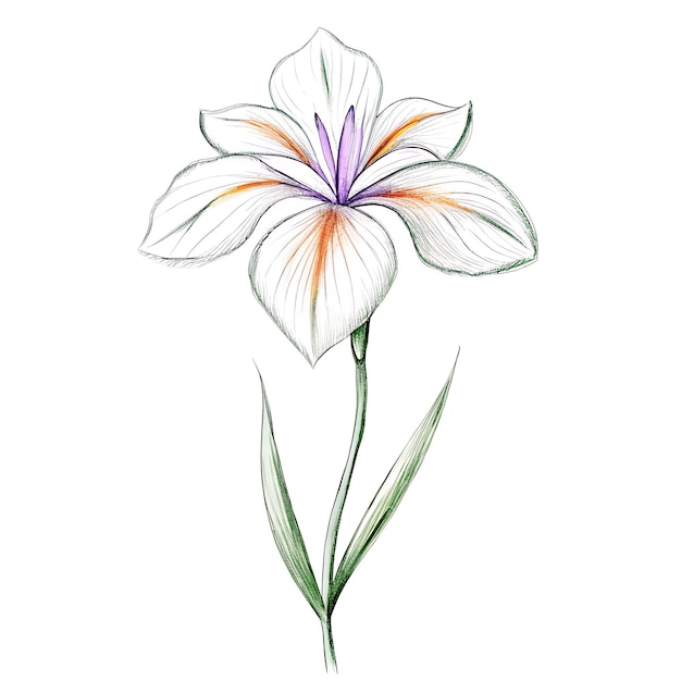 Minimalist iris flower Line Sketch