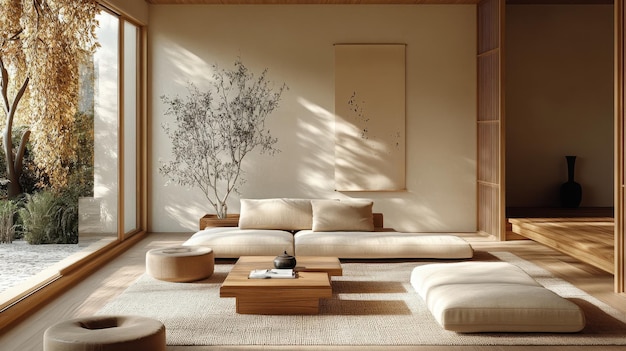 Minimalist Japanese Style Living Room Interior Design