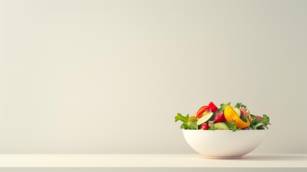 Minimalist Kitchen Counter with Elegant Colorful Salad Bowl