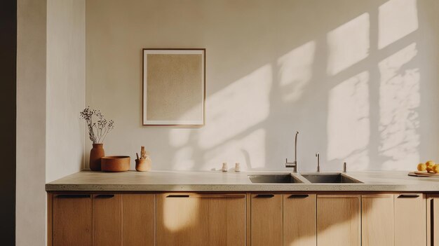 Photo minimalist kitchen interior with natural light