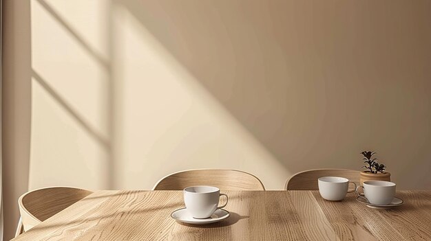 Minimalist Kitchen Table Setting with Sunlight