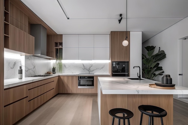 Minimalist kitchen with sleek appliances and clean lines brings comfort and ease to everyday cooking