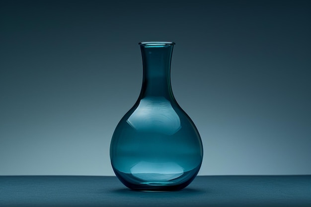 Minimalist laboratory flask with a clean design in a dark blue setting symbolizing scientific resea