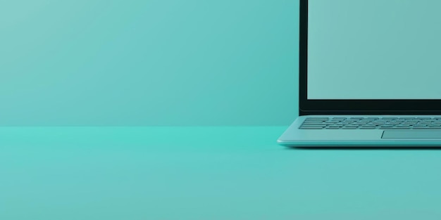 Photo minimalist laptop on a teal background