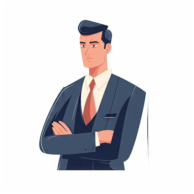 Minimalist Lawyer in Suit Cartoon Illustration on White Background