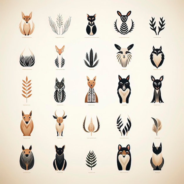 Photo minimalist line animal concepts in iconic form generative ai