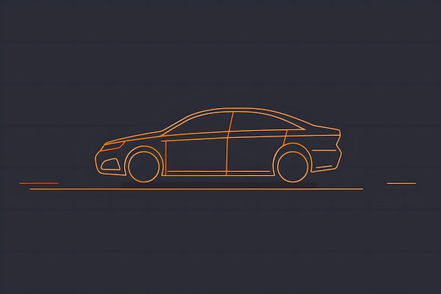 Photo minimalist line art car outline illustration with modern vehicle design and simple automotive sketch