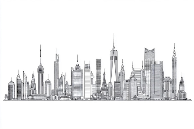 Minimalist Line Art of Iconic City Skylines