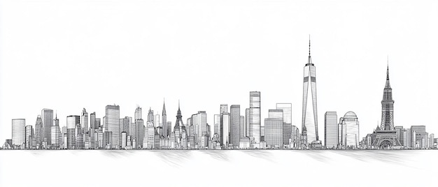 Photo minimalist line art of iconic city skylines