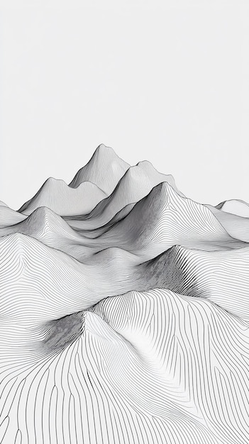 Photo minimalist line art of a mountain range