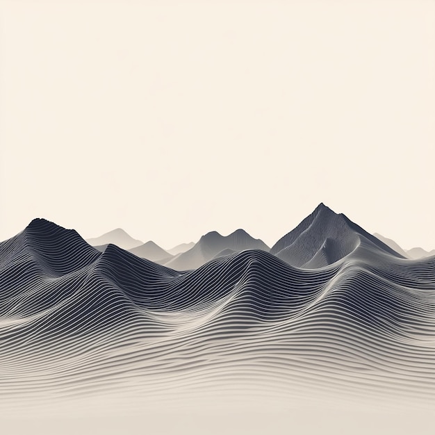 Minimalist Line Art of a Mountain Range