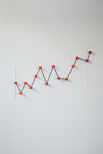 A minimalist line graph depicting market growth on a neutral white backdrop