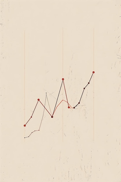 A minimalist line graph on a light beige backdrop depicting upward market trends