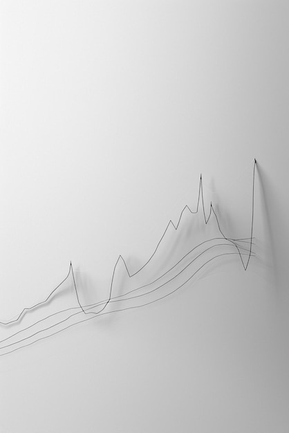 A minimalist line graph rising on a light gray backdrop