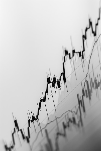 A minimalist line graph on a soft gray backdrop depicting upward market trends