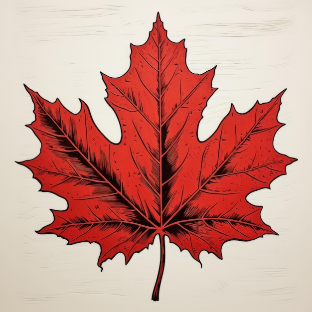 Photo minimalist linocut art creating a simple maple design with negative space