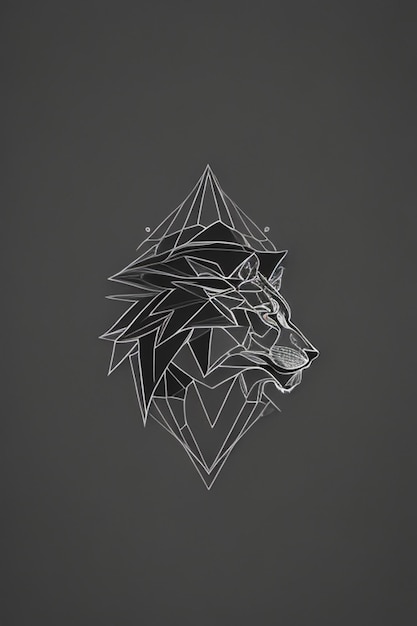 Minimalist Lion and Wolf Line Logo