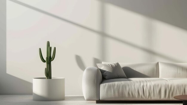 Photo minimalist living room with cactus