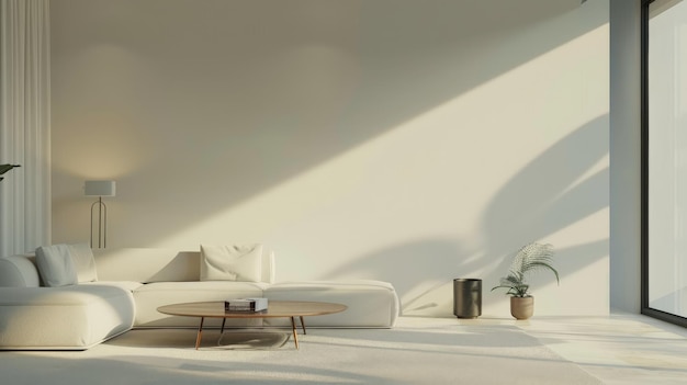 Minimalist Living Room with Sunlight and White Sofa