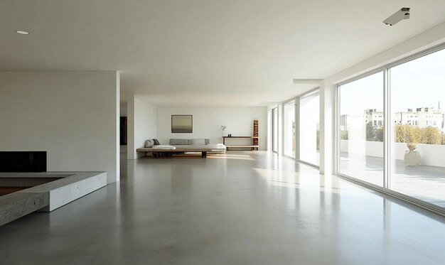 Photo a minimalist living space with an open floor plan