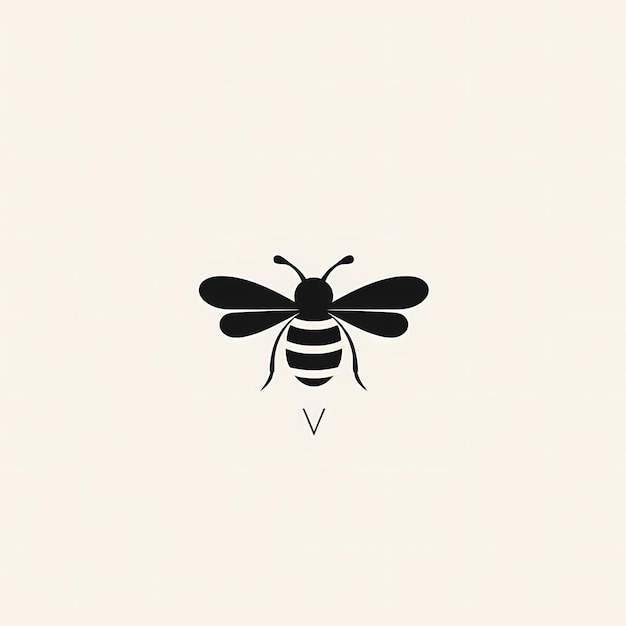 Minimalist logo bee concept black and white