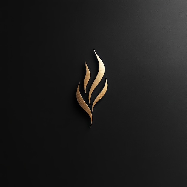 Photo a minimalist logo design featuring elegant flowing lines in a metallic gold finish on a dark background