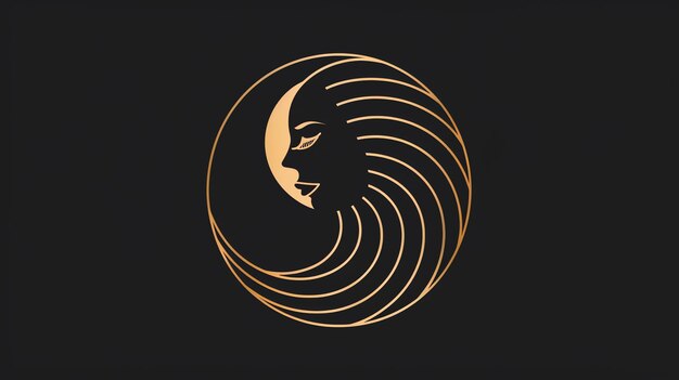 Photo a minimalist logo featuring a stylized womans face within a circular design