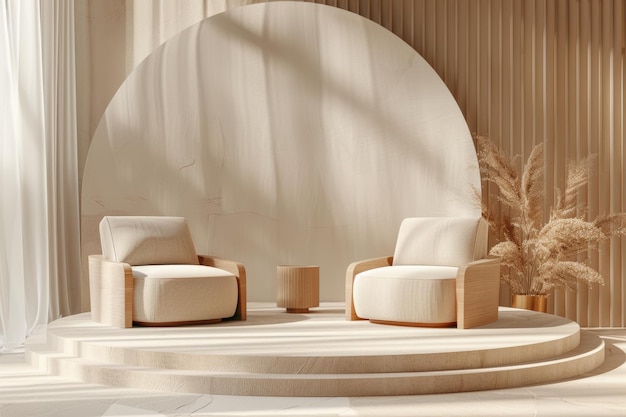 Minimalist Lounge Chairs in a Serene Setting