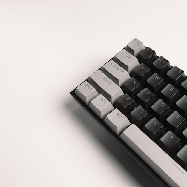 minimalist mechanical keyboard with white background