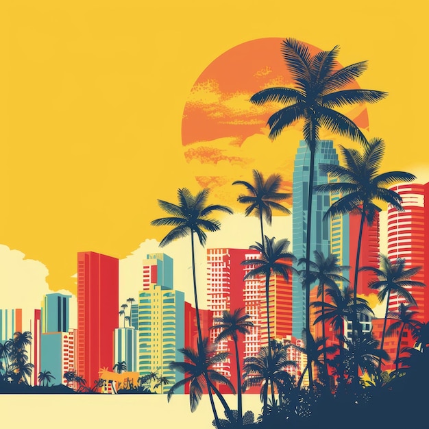 Minimalist Miami Tourism Theme with Cultural Motifs