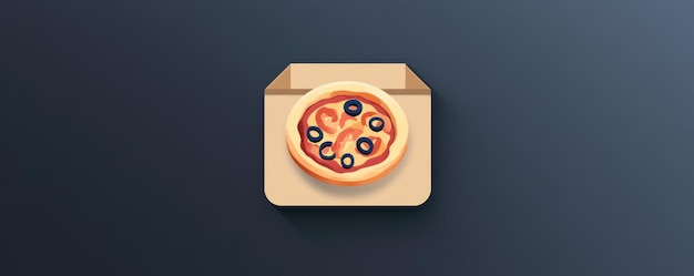 Photo minimalist mobile app icon depicting a pizza in a box on a sleek blue background