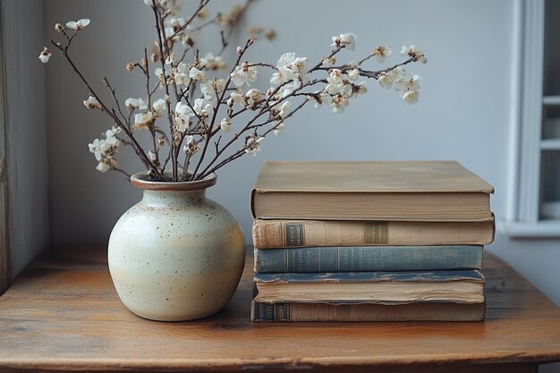 Minimalist modern vases and books